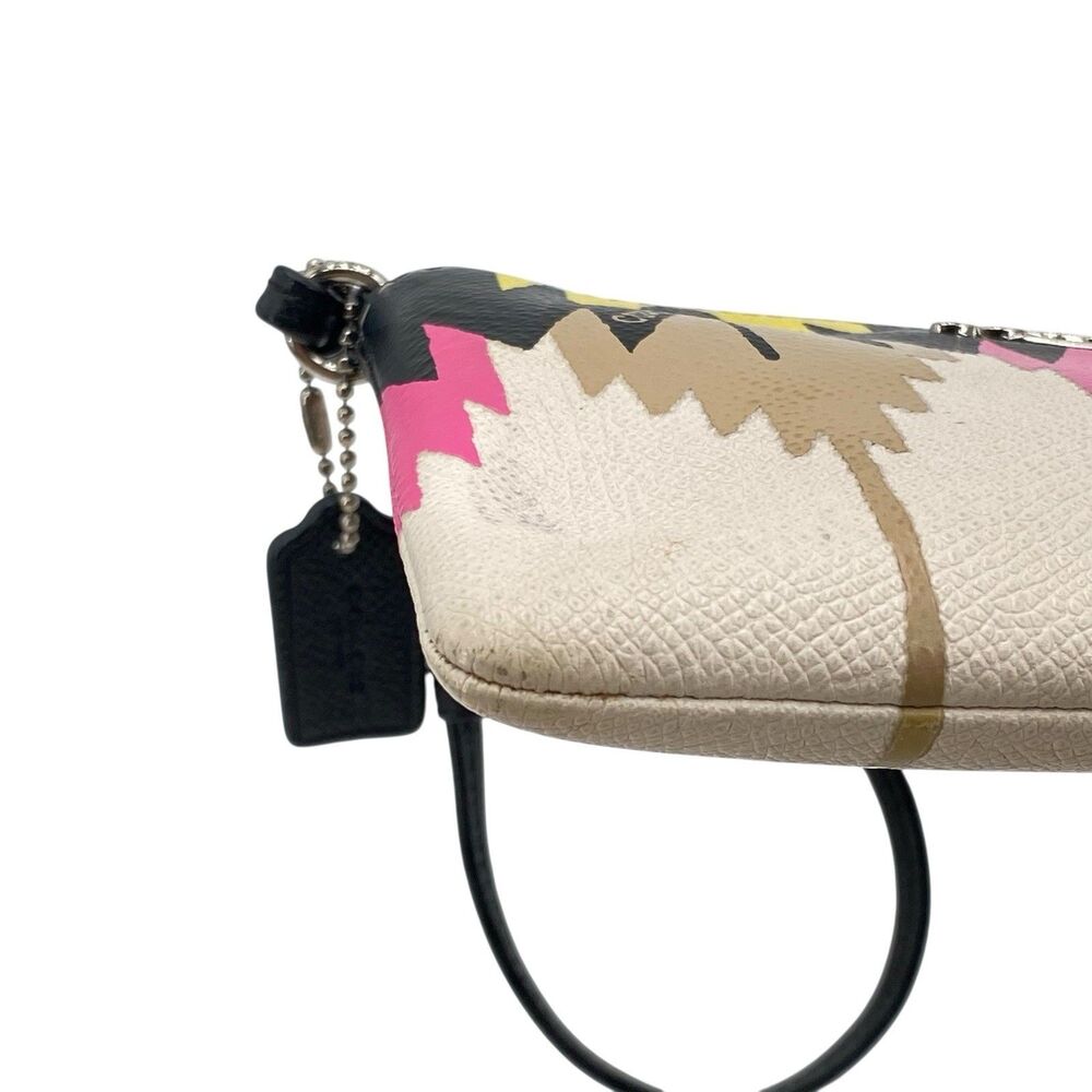 Coach Hawk Feather Print Crossgrain Leather Corner Zip Wristlet‎ - Picture 3 of 14
